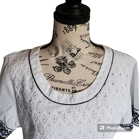 Adrianna papell womens woven office casual blouse geometic Embroidered size L - Picture 9 of 12